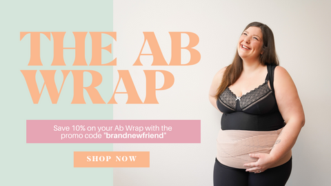 The bellies inc Ab Wrap being worn by a postpartum mother