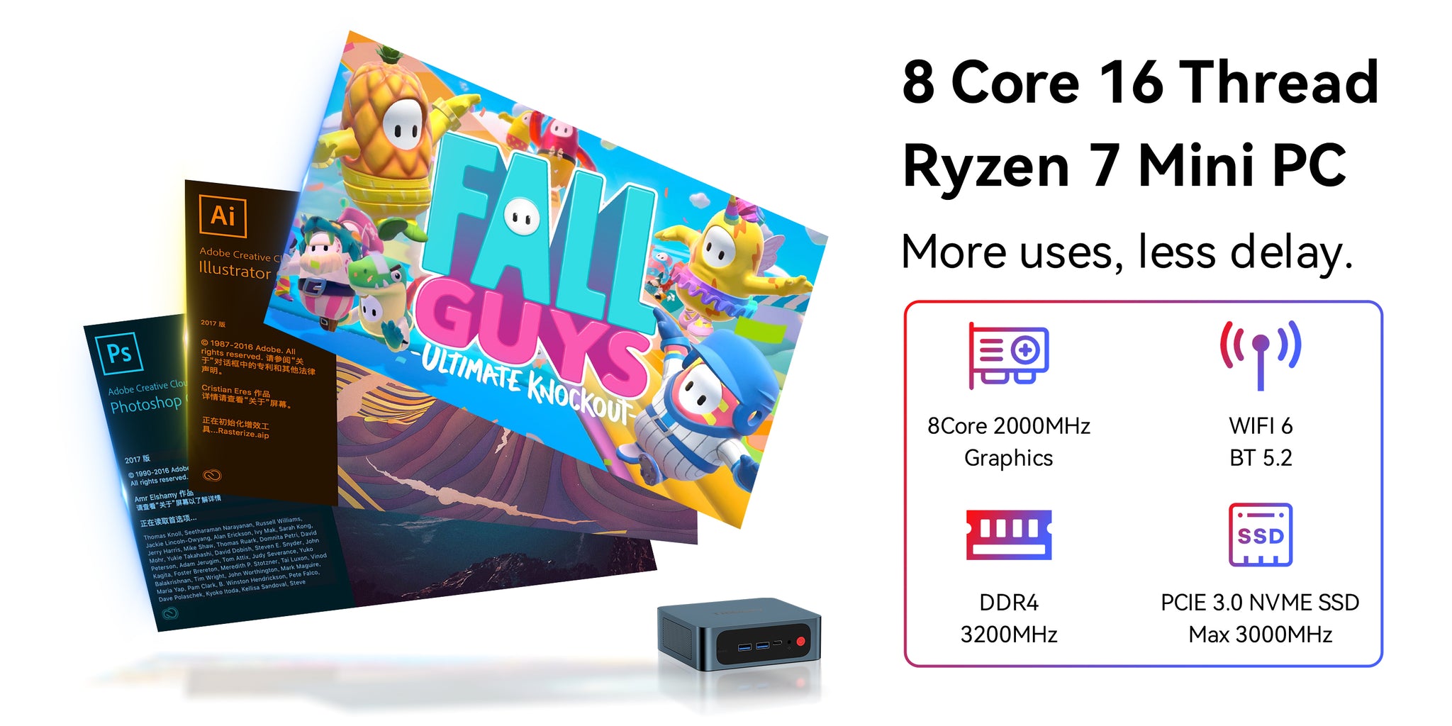  TRIGKEY S5 AMD Ryzen 7 Mini PC, 5800H (8C16T, Up to 4.4 GHz)Mini  Desktop, Micro PC, 32GB DDR4 3200Mhz