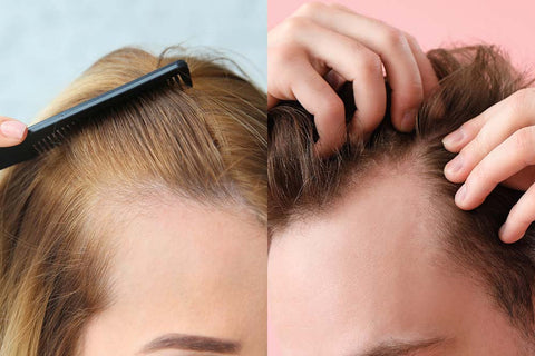 Thinning areas on the scalp of men and women
