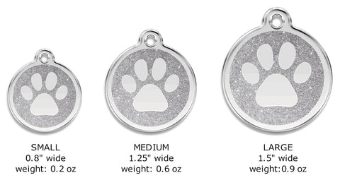 Red Dingo Glamour Glitter Paw Pet Dog ID Tag
