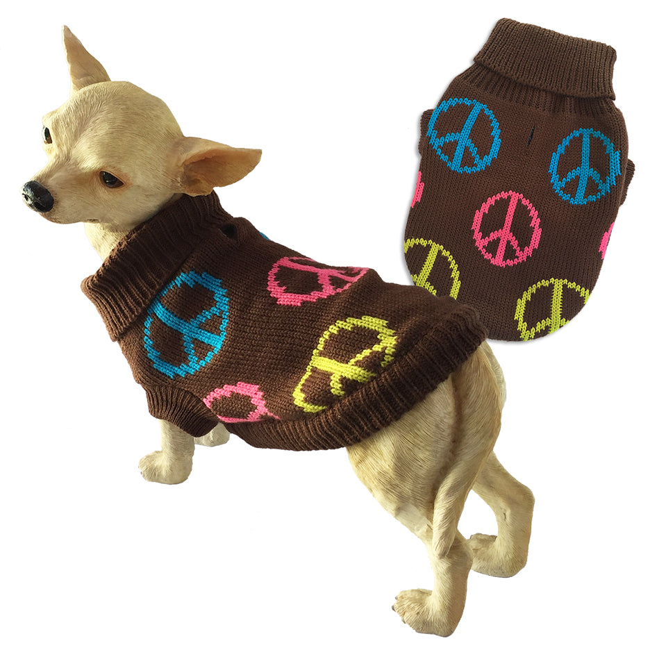 peace sign dog sweater