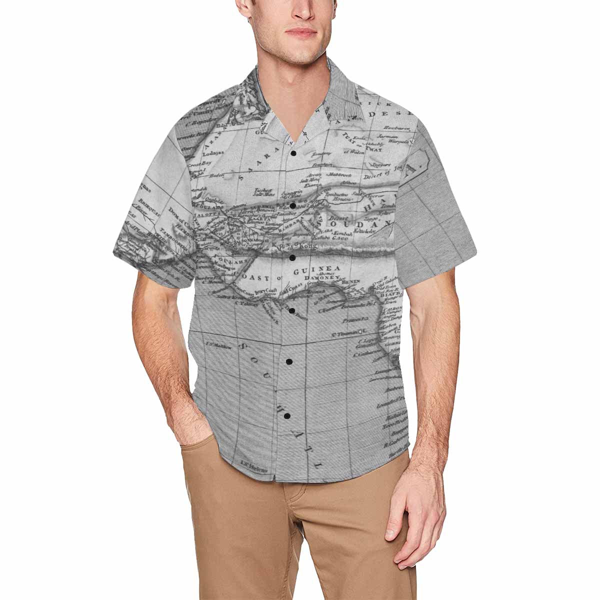 Antique Map design Hawaiian mens shirt, Design 2