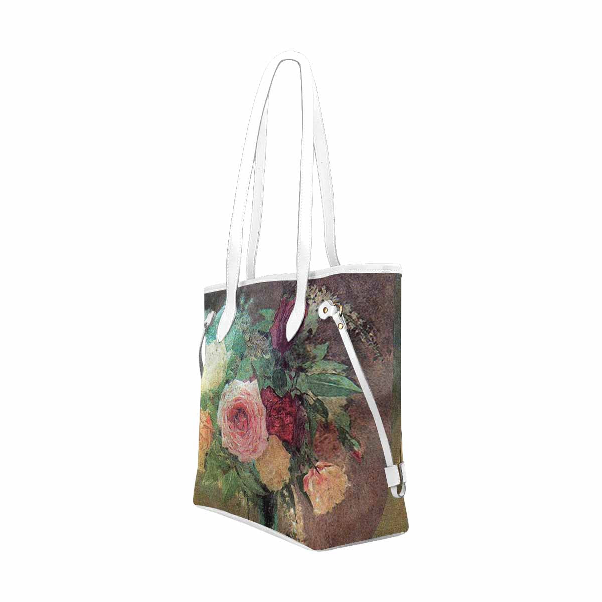 Vintage Floral Handbag, Classic Handbag, Mod 1695361 Design 29 WHITE TRIM