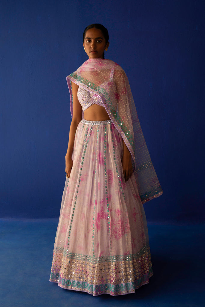 Buy Lavanya The Label Blue & White Dyed Ready To Wear Lehenga & Blouse With  Dupatta - Lehenga Choli for Women 20770640 | Myntra