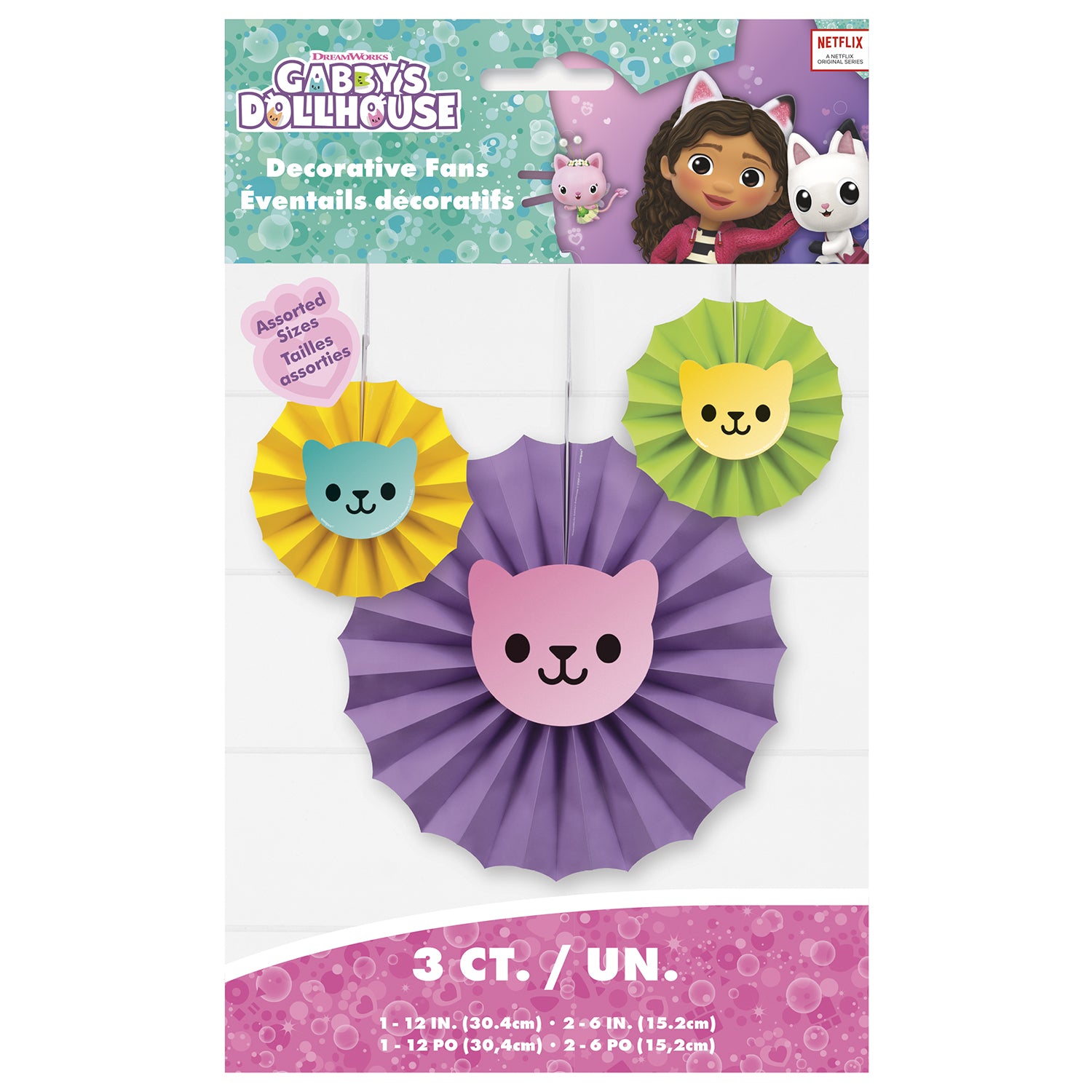 Gabby’s Dollhouse Hanging Fan Party Decorations [3 per Pack]