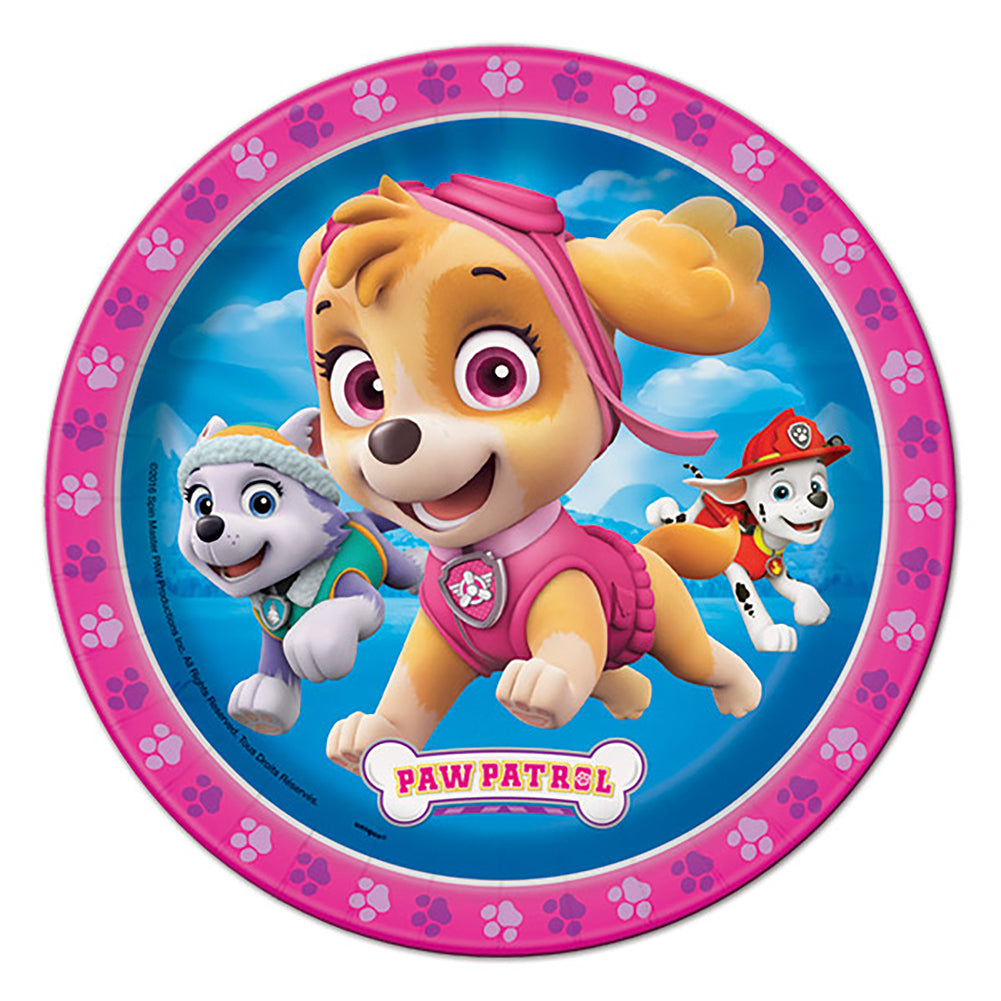 Paw Patrol Plates – Pink [7 Inches – 8 Per Pack]