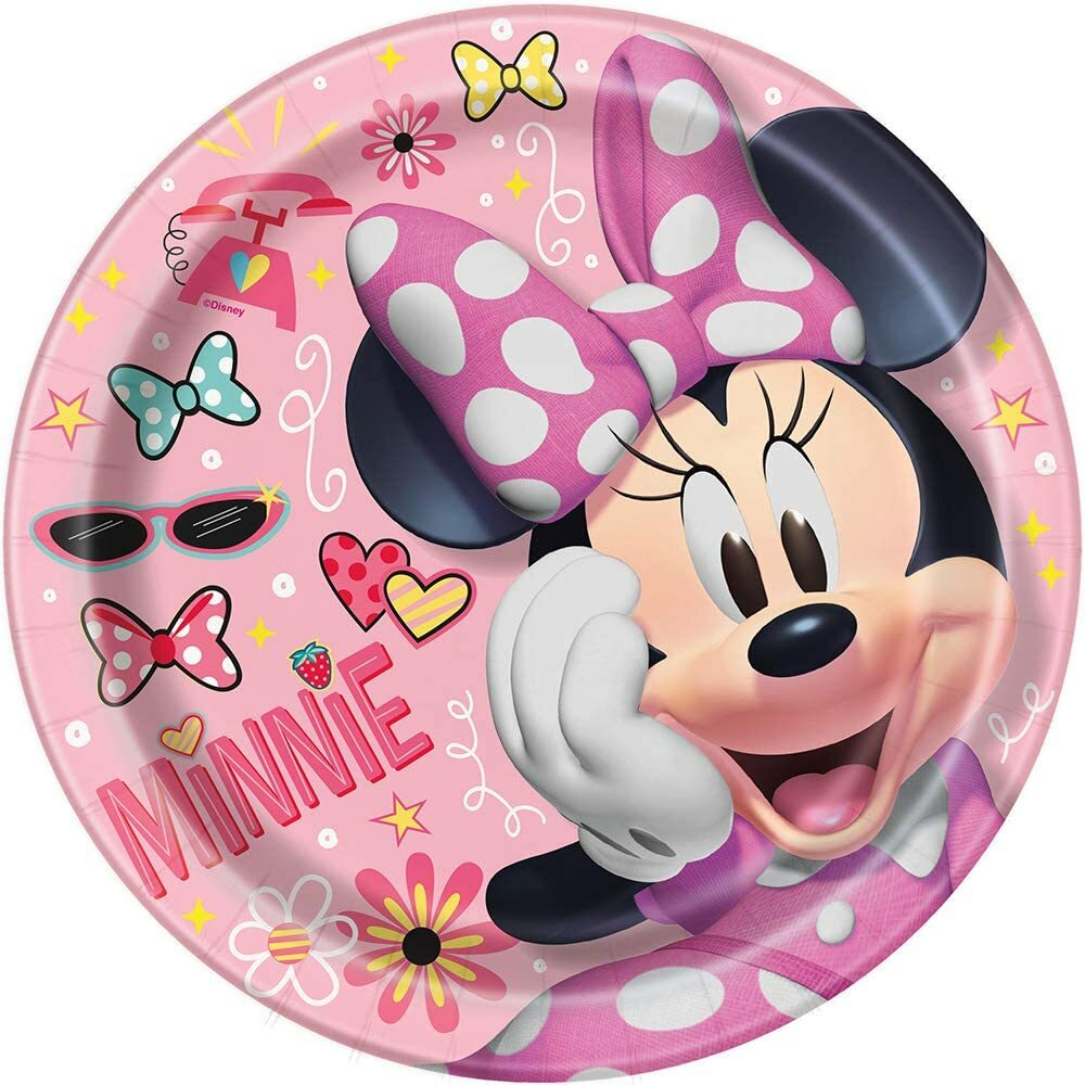 Disney Iconic Minnie Mouse Spherical 9 Inch Dinner Plates [8 Per Package]