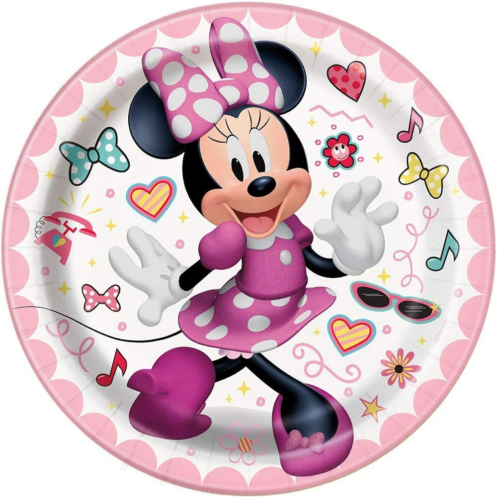 Disney Iconic Minnie Mouse Spherical 7 Inch Dessert Plates [8 Per Pack]