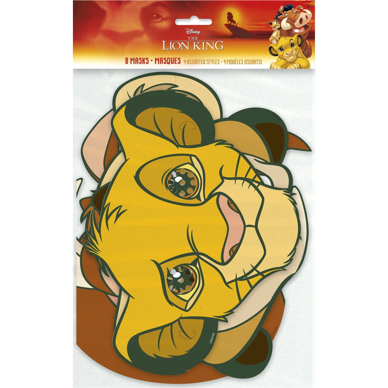 The Lion King Birthday Occasion Masks [8 Per Pack]