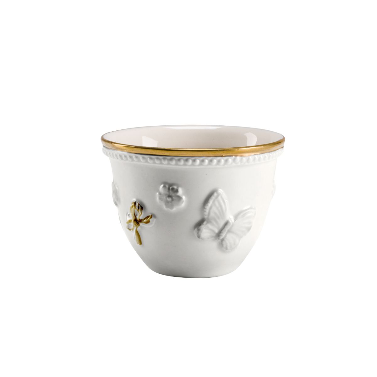 Butterfly White & Gold Coffee Cup & Saucer VILLARI