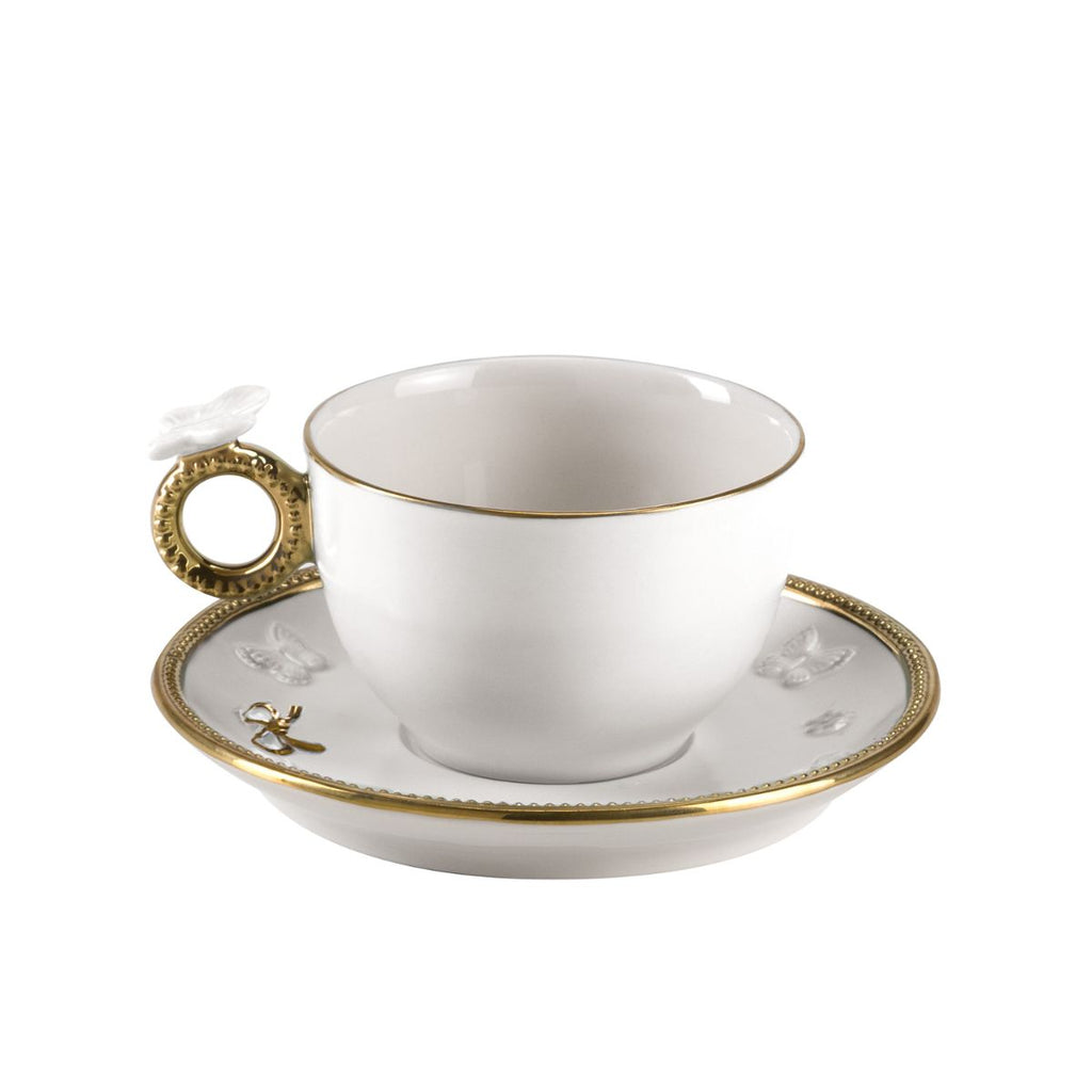 12 PC White & Gold Fancy Coffee Cup Set – R & B Import