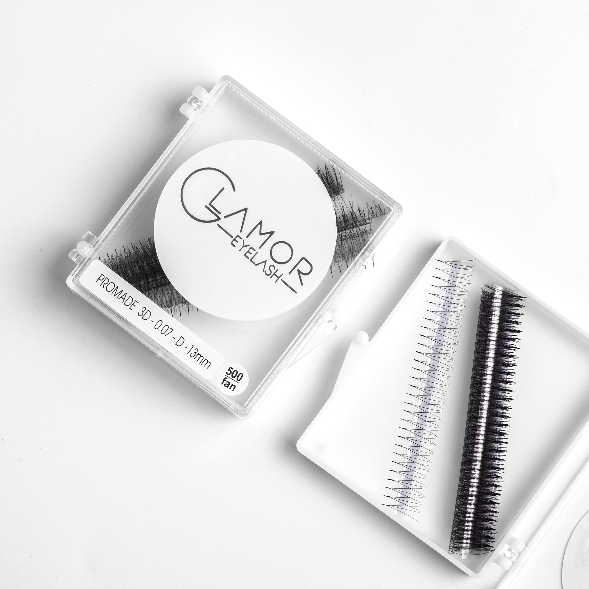 3D,4D,5D Ultra-speed Promade fans GLAMOREYELASH 500 FANS Promade Natural Fans Eyelashes Extensions | Handmade Individual Lashes 0.07mm of Mink Lashes