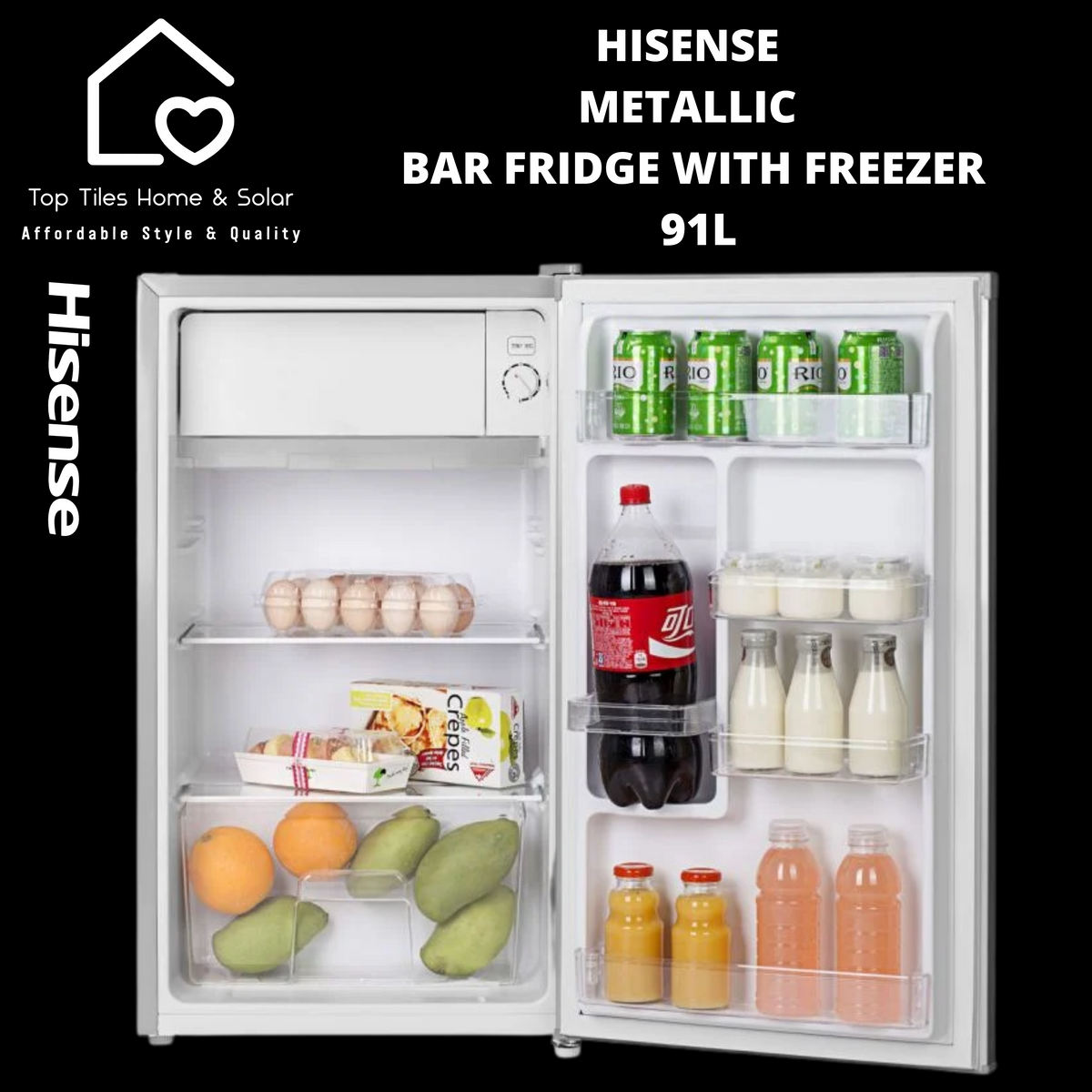 Hisense MORA Metallic Bar Fridge with Freezer - 91L – Top Tiles Home & Solar