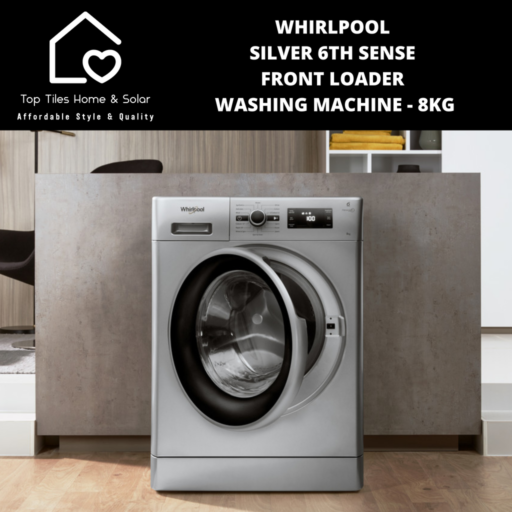 grijnzend Goodwill mechanisch Whirlpool Silver 6th Sense Front Loader Washing Machine - 8kg – Top Tiles  Home & Solar