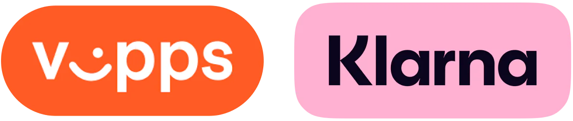 Logos of Vipps and Klarna payment services on a white background.