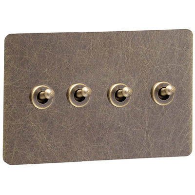 Executive Range 1 Gang Toggle Switch in Antique Brass - Trimless