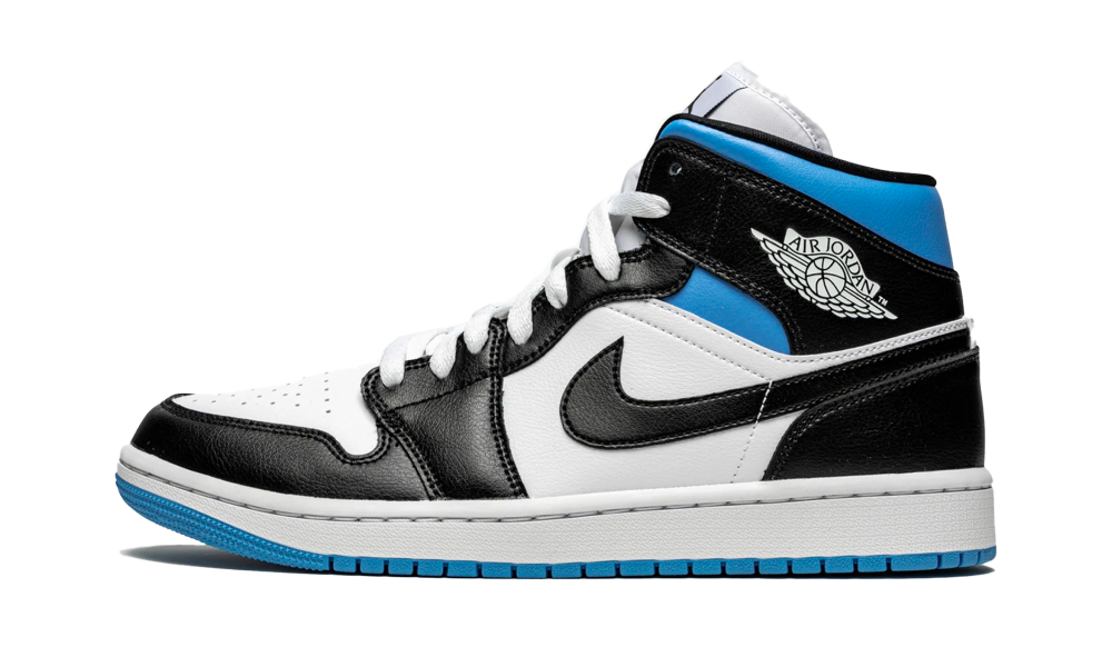 jordan 1 mid blue and black and white