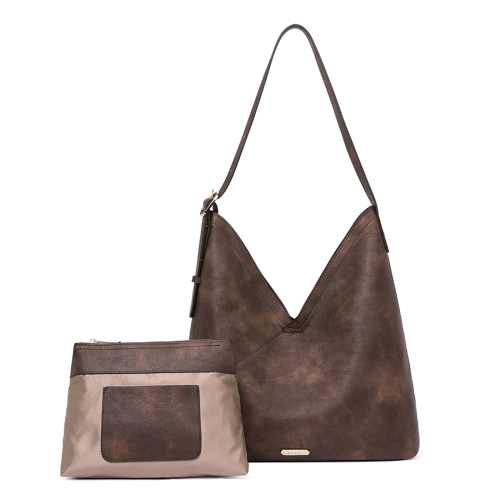 KITATU Crossbody Bag for Women Hobo Handbags - Vegan Leather Designer Purse Shoulder Zipper Bag with 2 Adjustable Straps