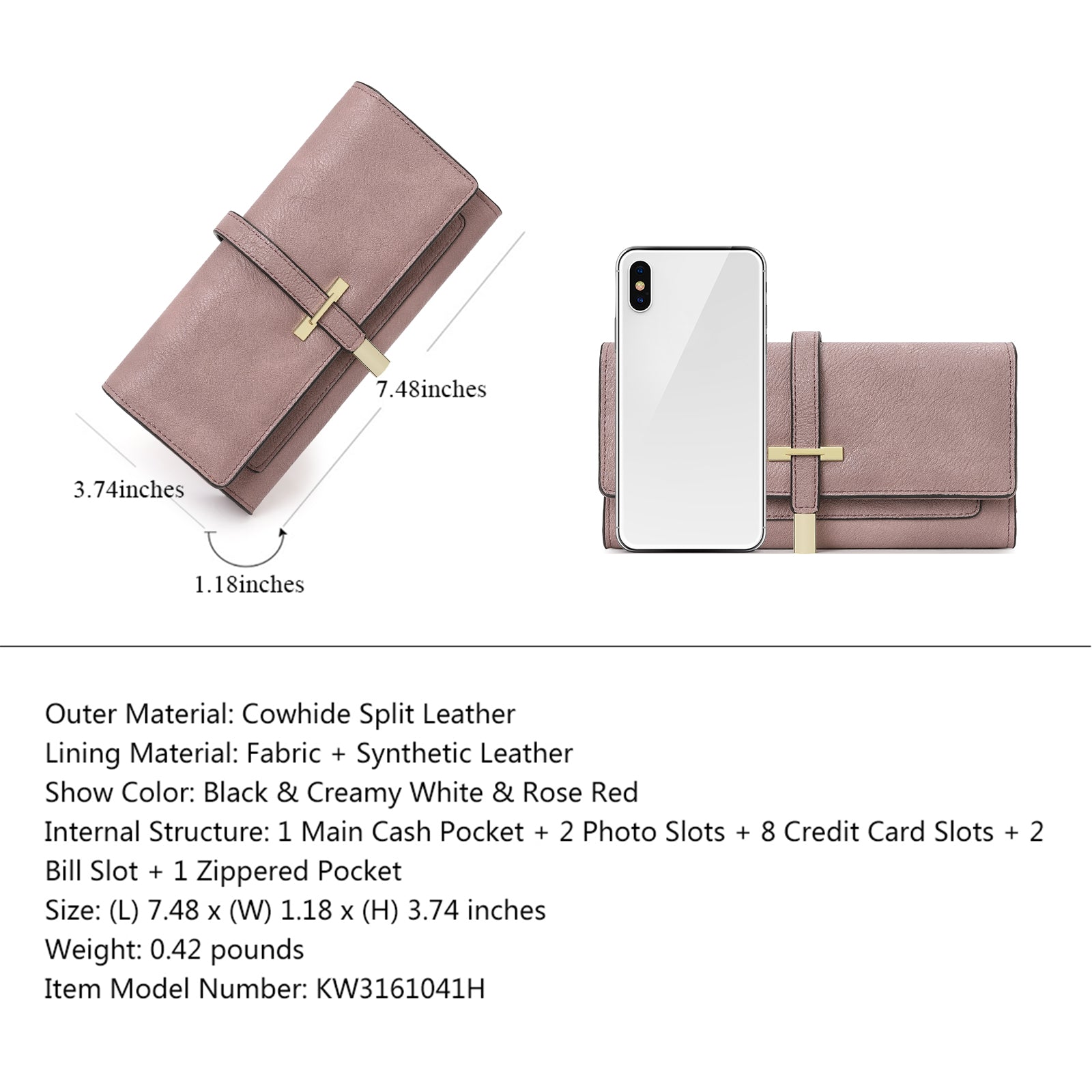 Women Wallet Large Leather RFID Blocking Designer Zip Around Card Holder  Organizer Ladies Travel Clutch Wristlet,Purple，G142567