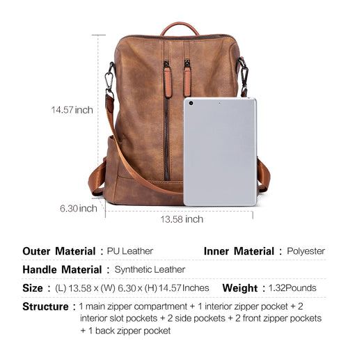 Greene Vegan Soft Leather Backpack Leather Purse For Work And Study | CLUCI