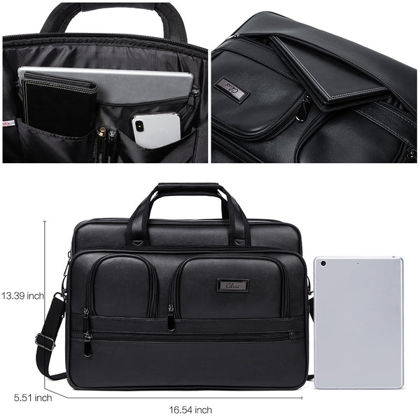 CLUCI Briefcases for Men Leather 15.6 inch Laptop Bag Large Capacity E