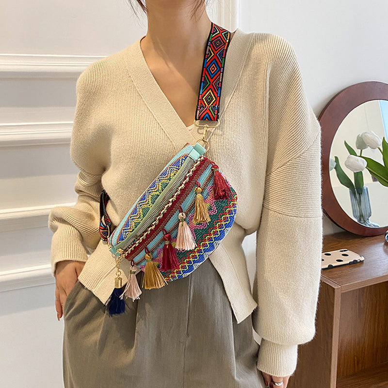 Colorful woven waist/shoulder bag