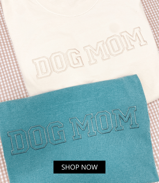 Monochromatic Dog Mom Embroidered Top