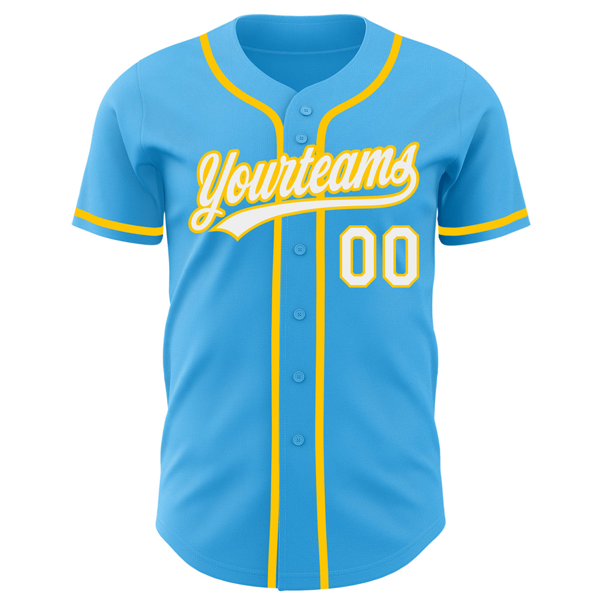 Custom Sky Blue White-Yellow Authentic Baseball Jersey Free Shipping ...