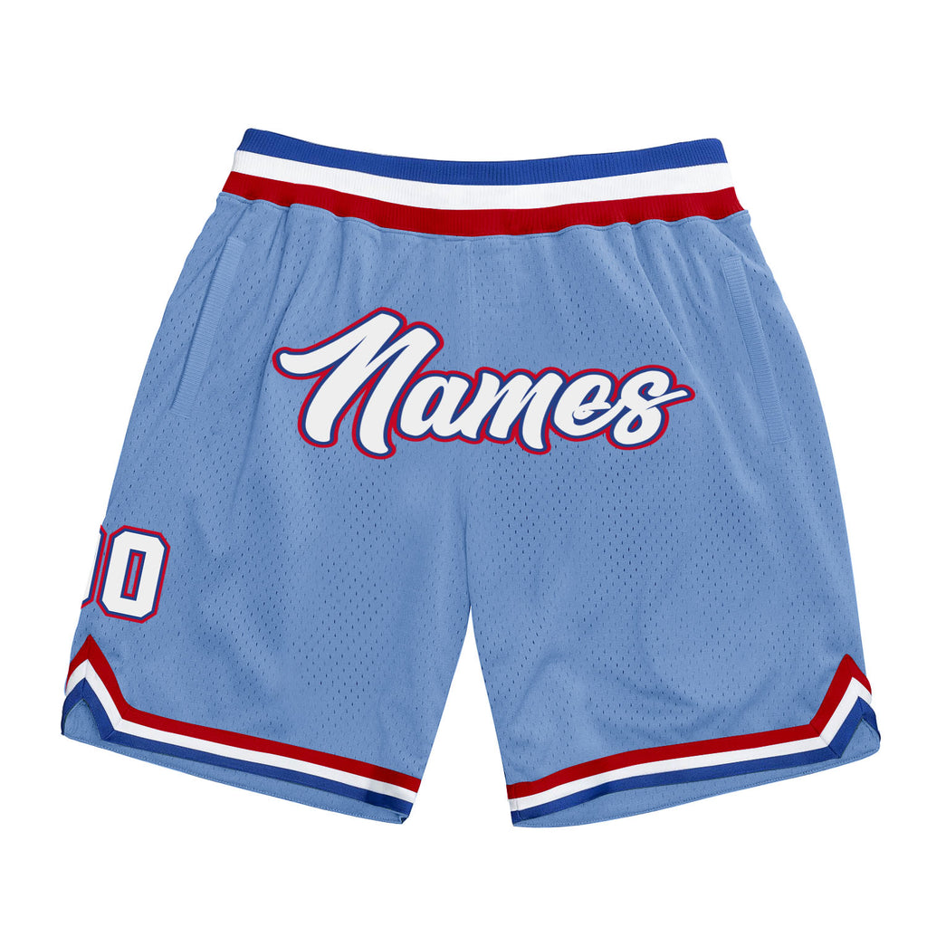 Custom Light Blue White-Royal Authentic Throwback Basketball Shorts ...