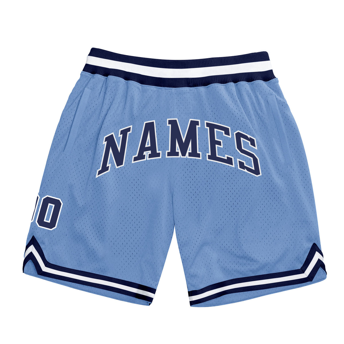 Custom Light Blue Navy-White Authentic Throwback Basketball Shorts Free ...