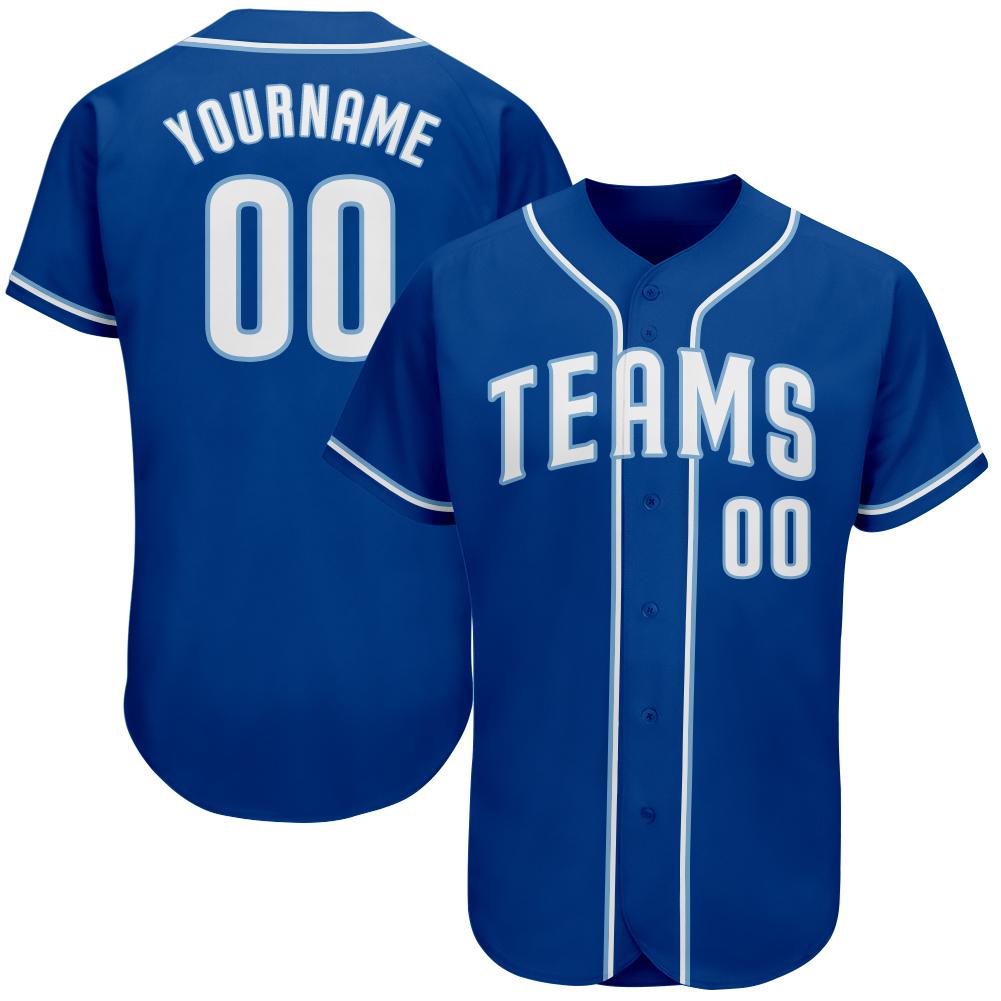 Custom Royal White-Light Blue Authentic Baseball Jersey | DIYOJ