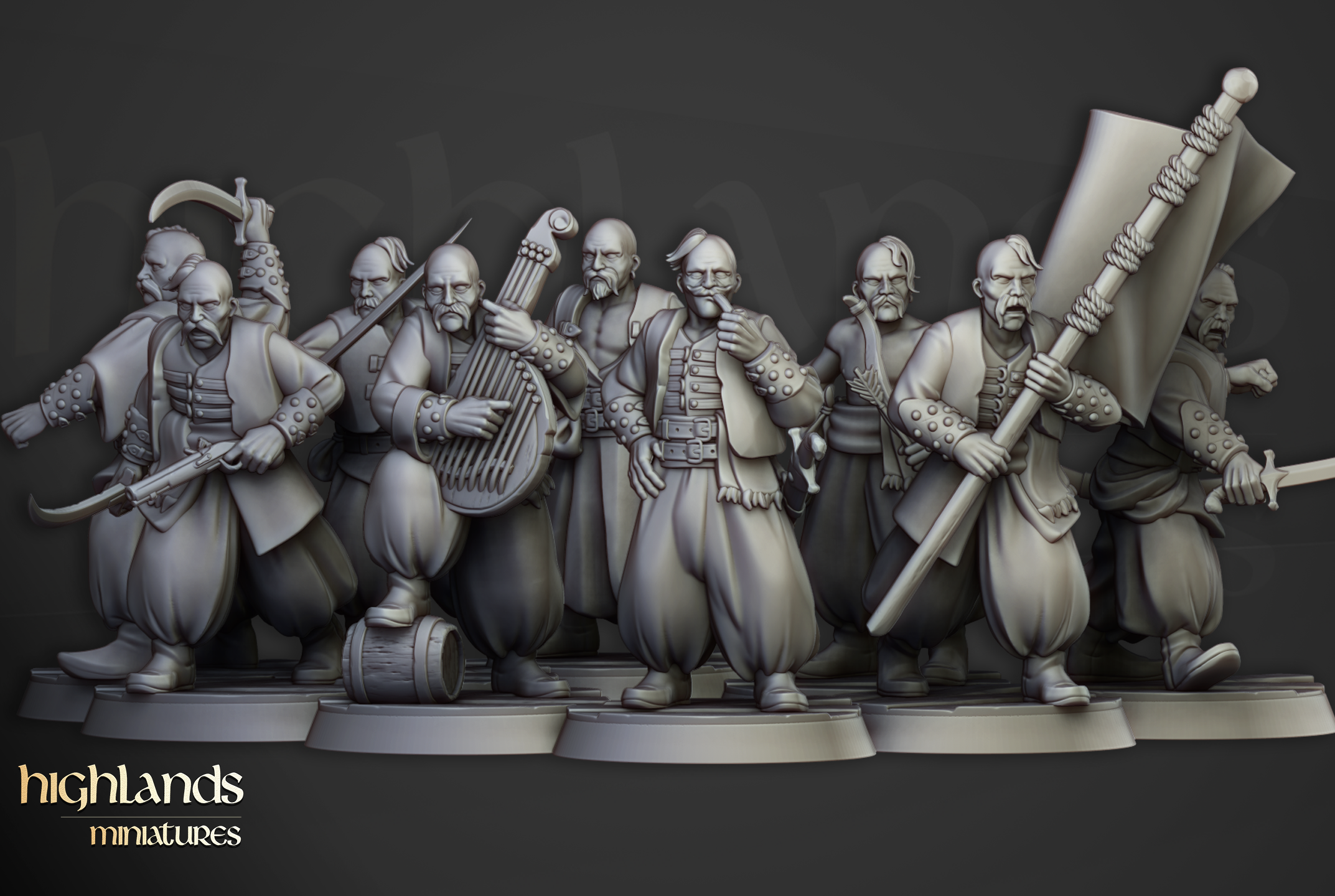 3D Printable Fanatical Zealots - Highlands Miniatures by Highlands