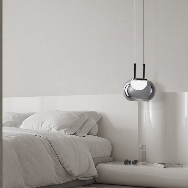 Glass Drum Shaped LED Pendant Light - Contemporary Illumination with Style