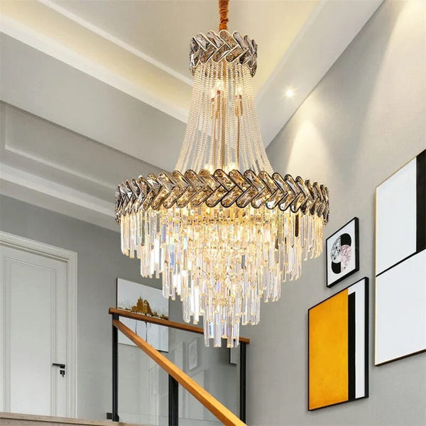 Hot sale Brass Chandelier Bronze Finish Crystal Chandelier Lamp Crystal  Lustre Light Fixture Villa Cristal Lighting