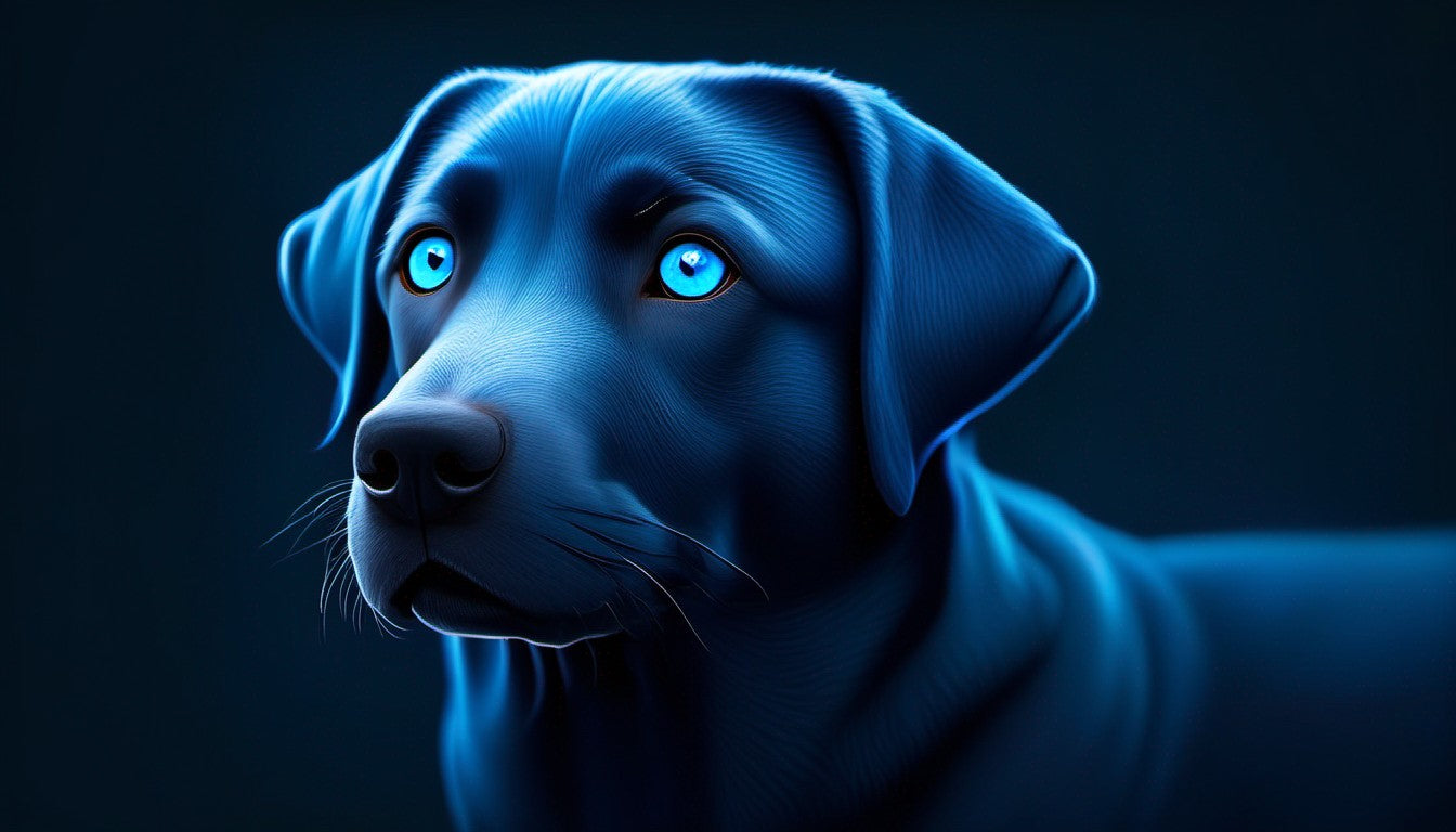 A blue Labrador with equally mesmerizing blue eyes, a unique sight to behold.