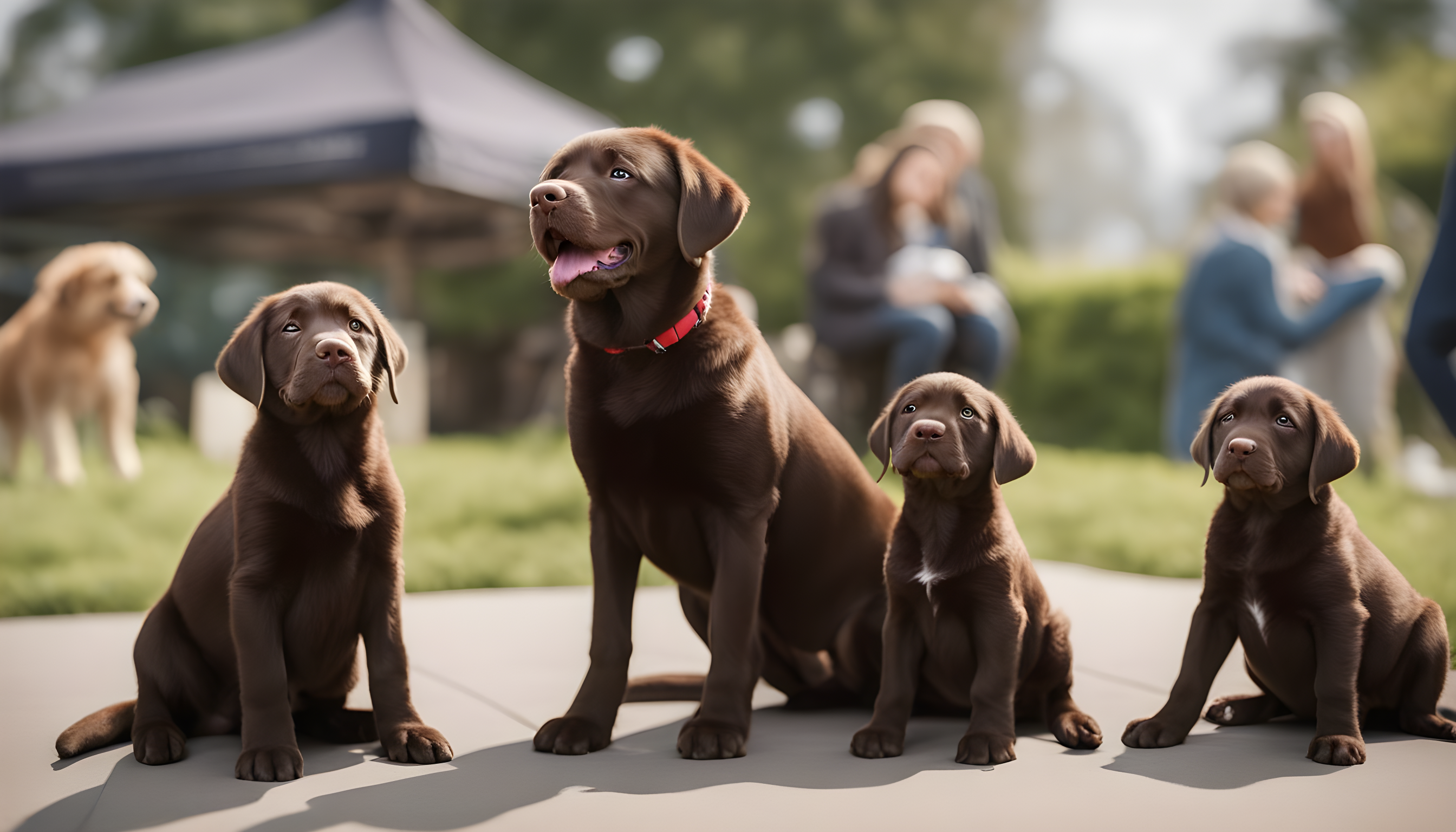 A joyful meet-and-greet featuring chocolate lab puppies near me and their owners, emphasizing how local events can build a strong sense of community and support