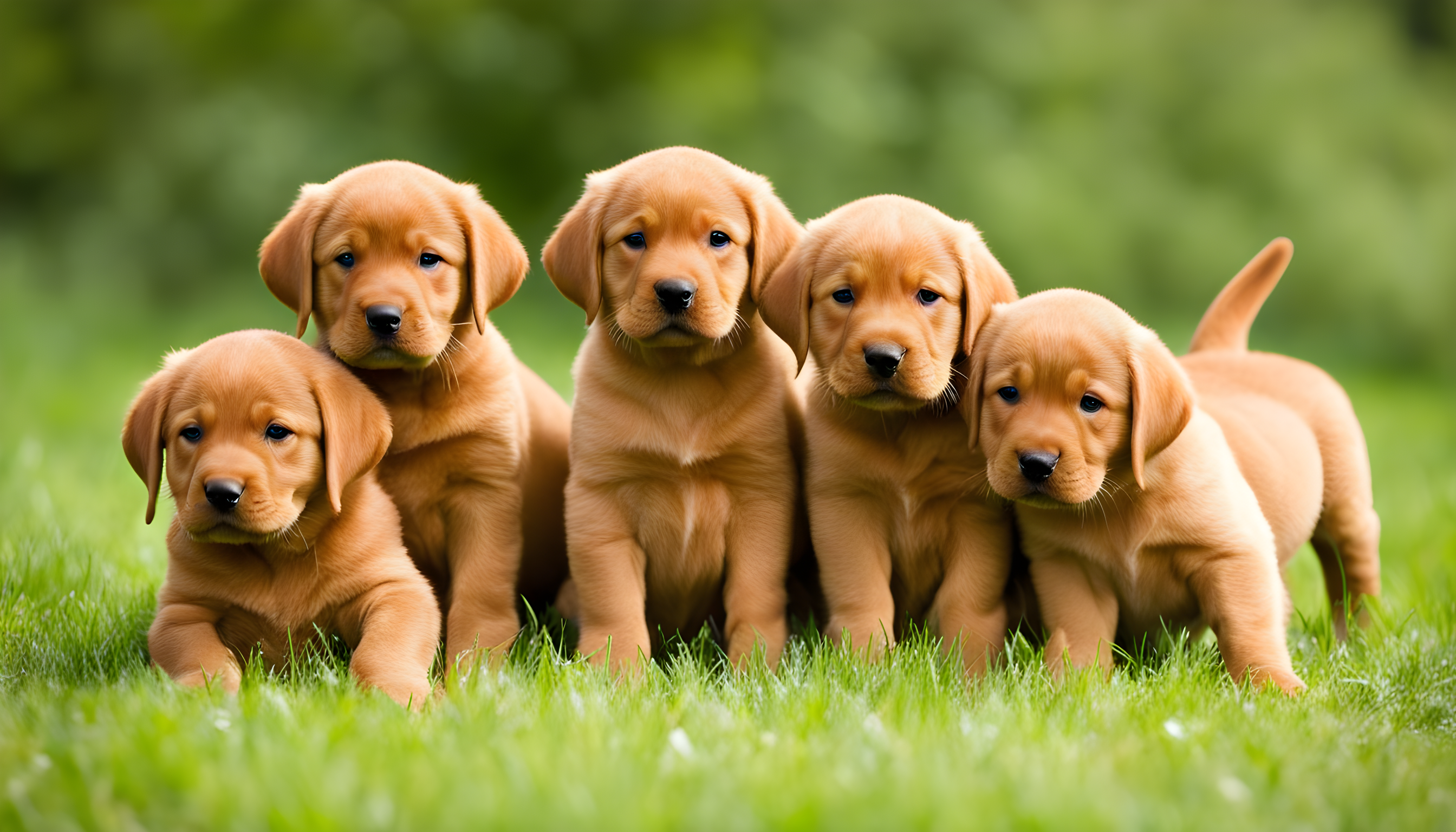 A lineup of Red Labrador puppies that are so adorable, they should come with a warning label for spontaneous 'Awws.'