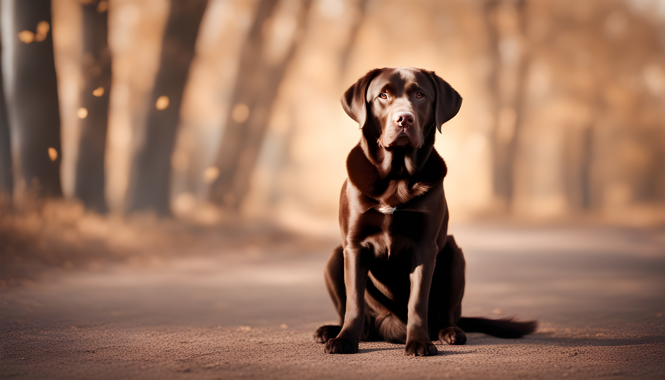 A well-groomed Chocolate Lab looking stylish and content, ready to show off its shiny coat and clean paws.