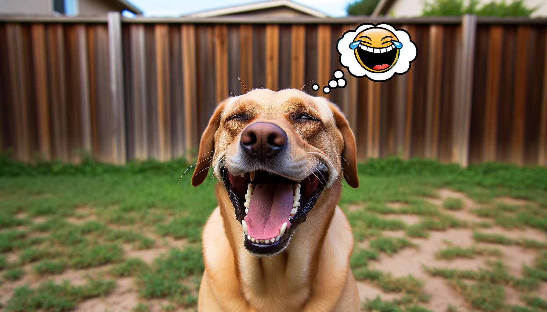 A Green Lab laughing at a joke, because yes, they have a sense of humor too!