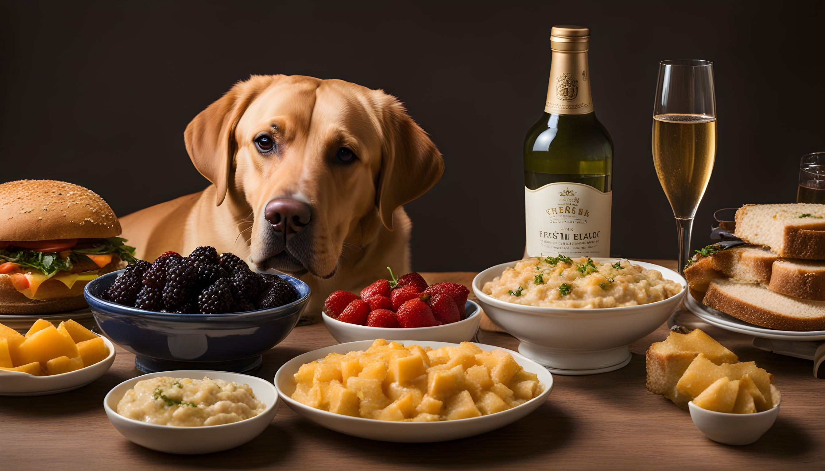 British Lab feasting on a gourmet spread fit for a king.