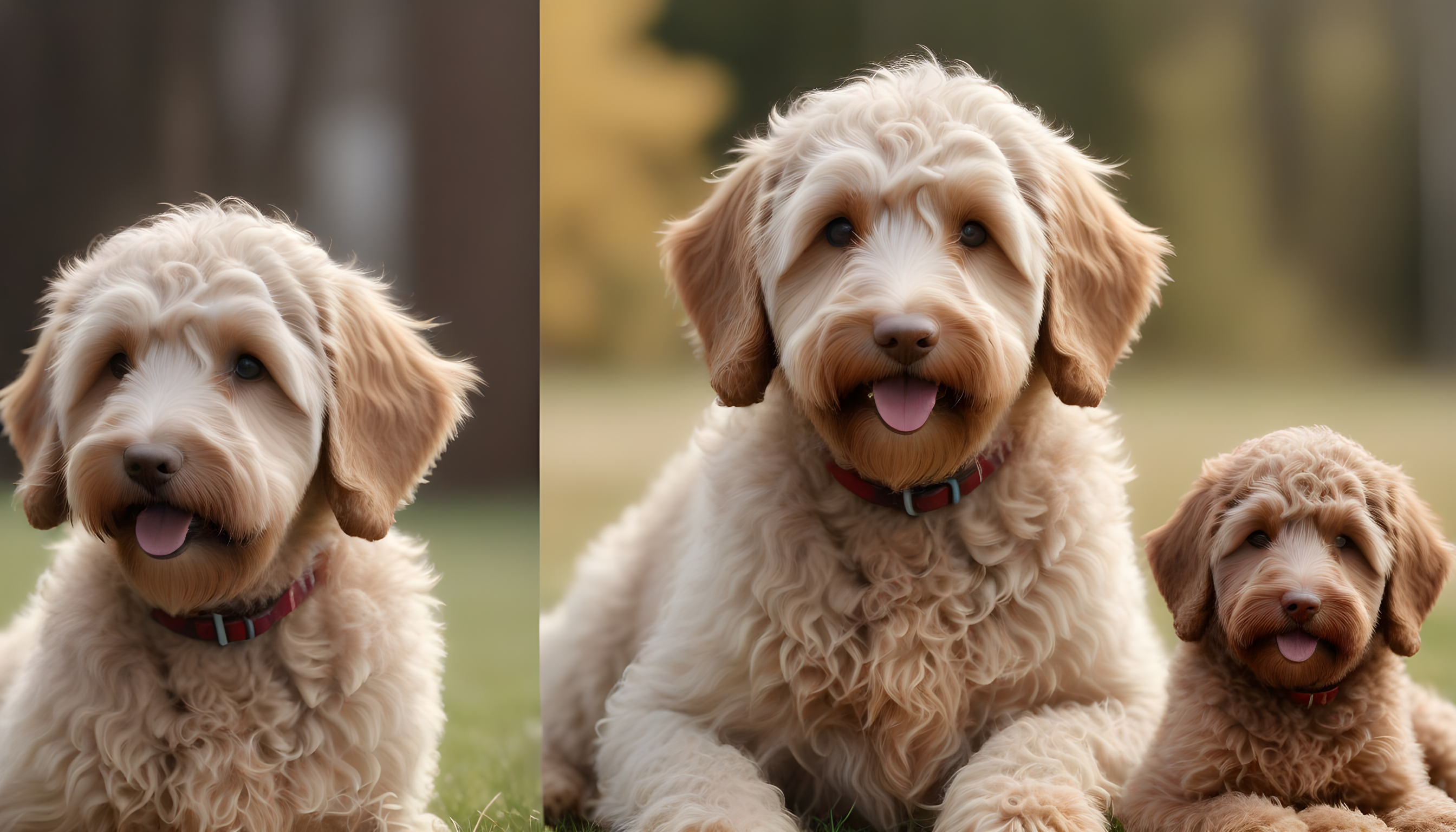 Life stages of a Labradoodle from puppy to senior
