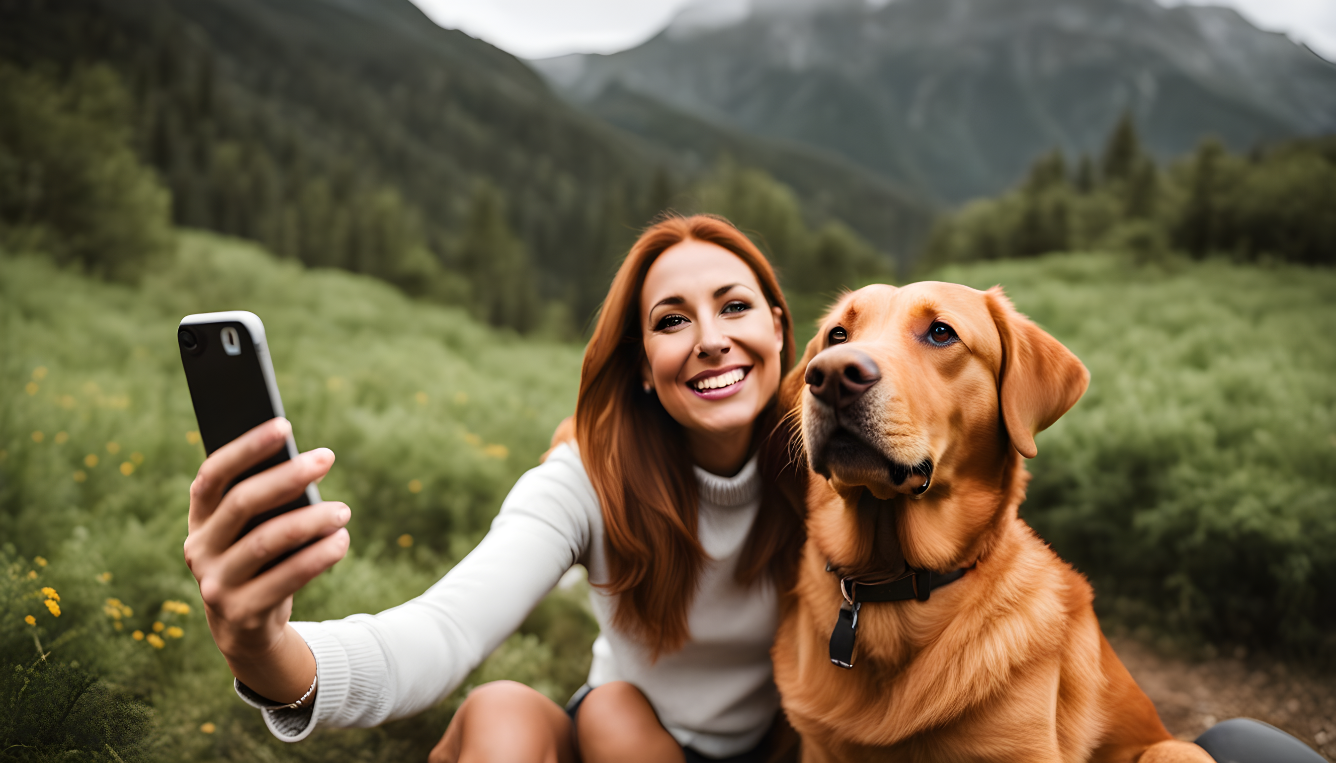 Red Lab and owner taking a selfie—The highs!