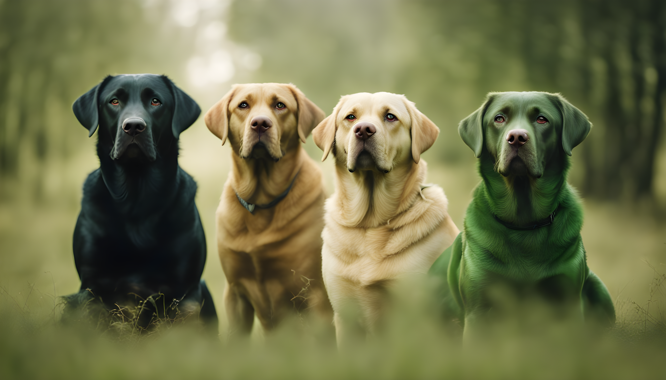 Two stunning Green Labradors, one male and one female, posing for the ultimate face-off.