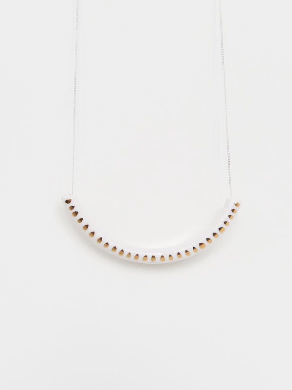 Flute Necklace · White With Gold Stripes
