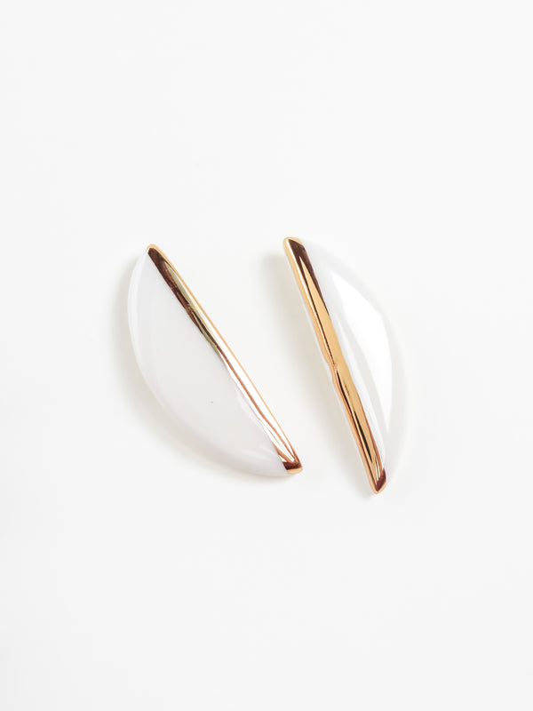 Halfmoon Earrings · White