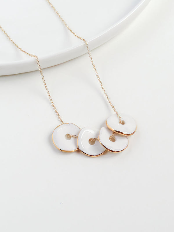 Pebble Necklace · White With Gold Detail