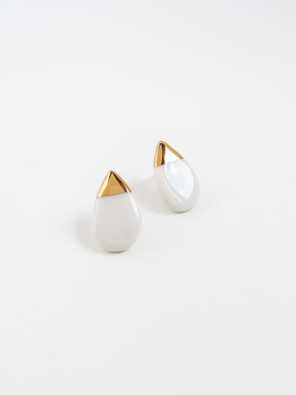 Teardrop Earrings · White