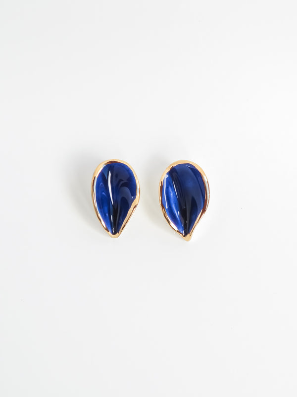 Flora Leaf Earrings · Blue