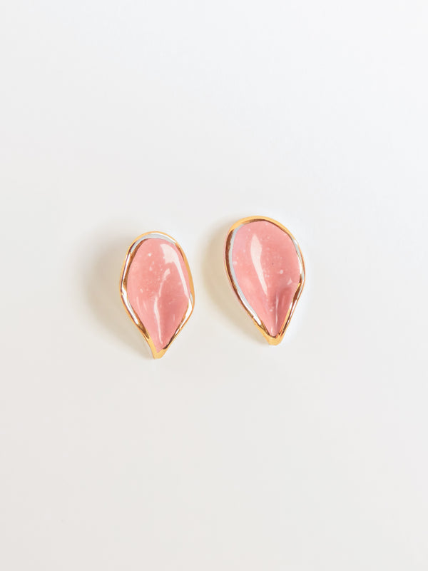 Flora Leaf Earrings · Pink