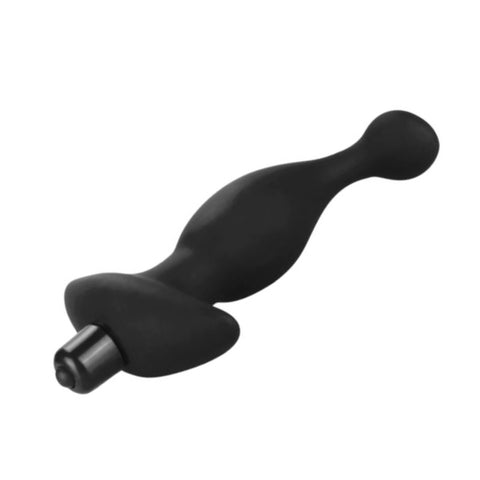 an anal sex toy in black silicone